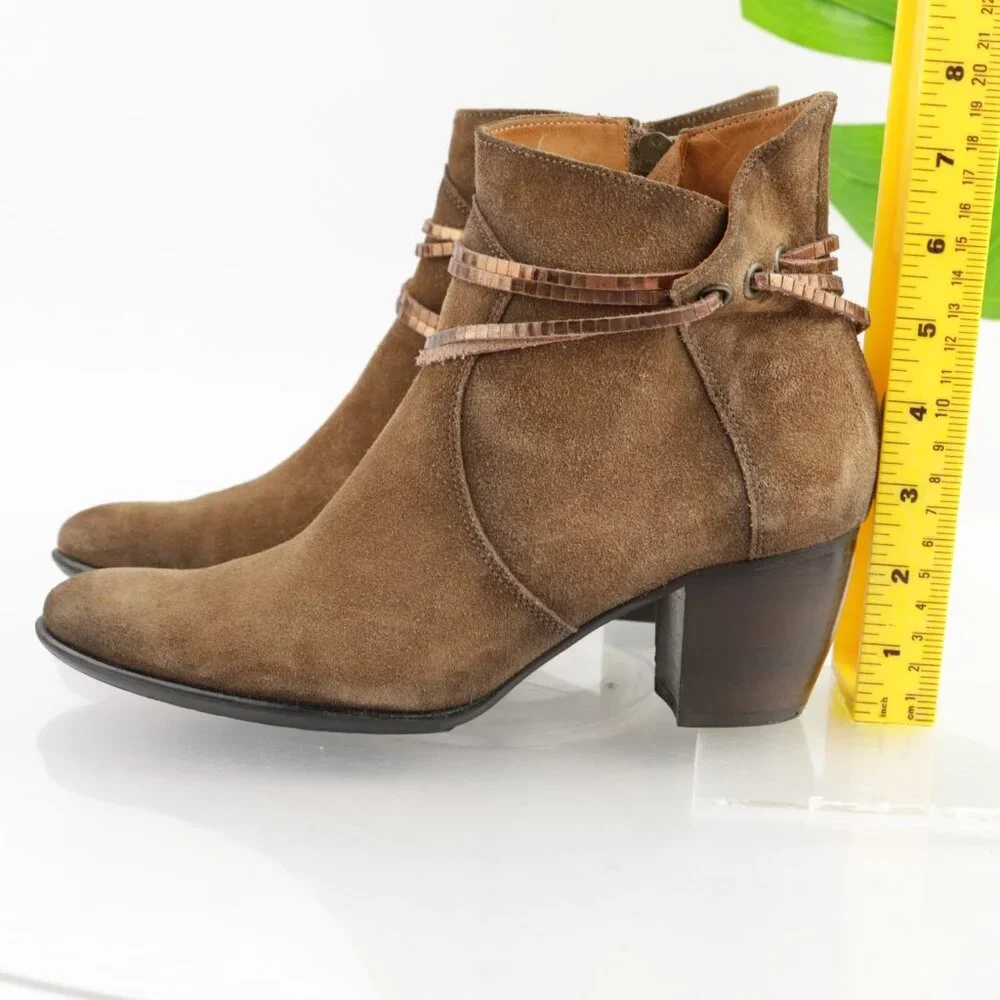 Sundance Womens Liliana Boots Size 38 7 Brown‎ Suede Block Heel Booties France